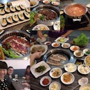 "Family" gathering🌲三個人吃有沒有一點多哦？😂 一大锅汤，三种肉，冬粉，sushi～饱！#koreanbbq #dinner #food