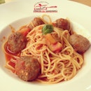 Meatball @pastadewaraku :9 #lunch #pasta #yummy #like4like #instafood #foodgasm #foodporn #meatball #tomato