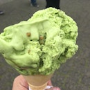 Pistachio Ice Cream In The Regular Cone