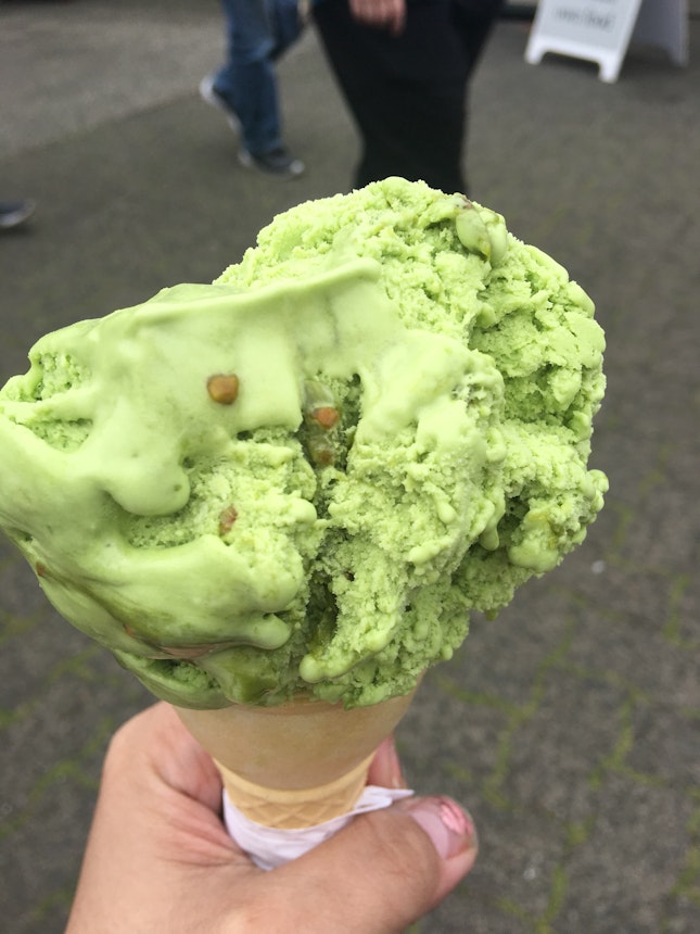 Pistachio Ice Cream In The Regular Cone