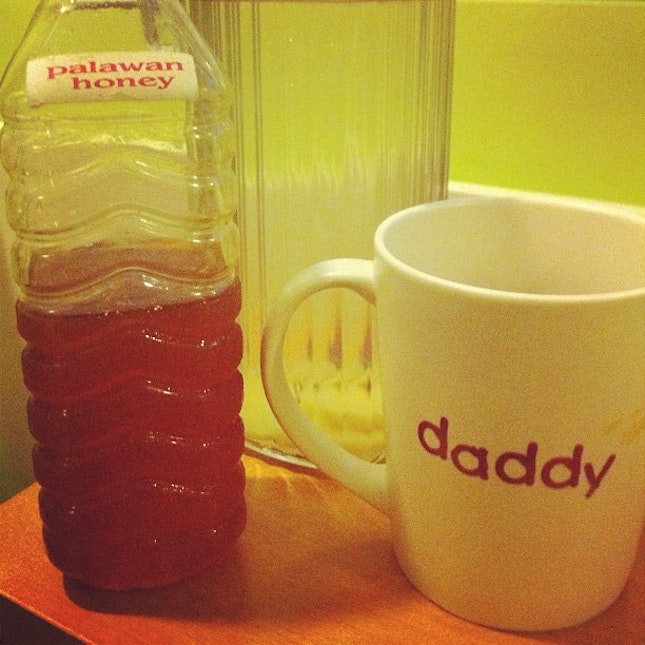 Hot water +Ginger + Honey = kill the cough #Tea