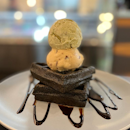 Double scoops w charcoal waffles ($14)