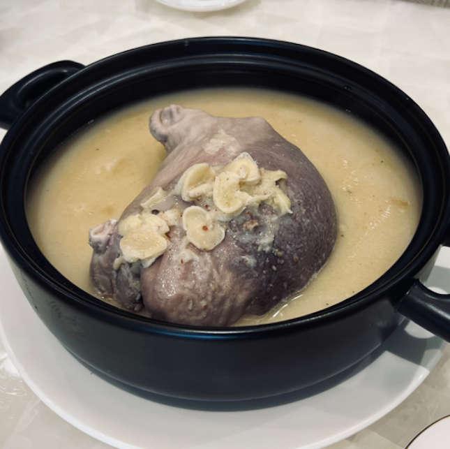 Pig’s stomach and chicken in pepper soup ($108)
