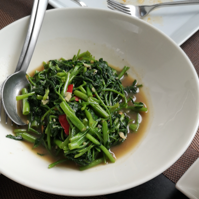 Pat Pak bung stir fried water spinach(morning glory) 21.5++