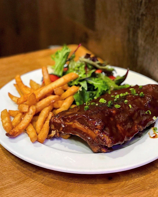BBQ Pork Ribs with Fries [$24.80]