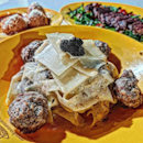 Truffle Cheesewheel Pasta with Beef Meatball 