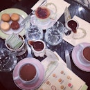 Bonding with some sweet indulgence #laduree #hotchocolate #macarons #saltedcaramel #chocolate #coffee