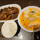 Dory Seafood Soup and Ginger Braised Duck