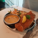 Fish & Chips w Alscampi Sauce