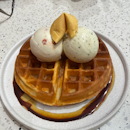 Nian gao waffle with 2 scoops of ice cream