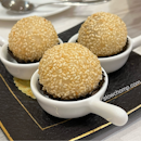 Fried Sesame Ball with Red Bean & Liqueur Chocolate Filling, $9++