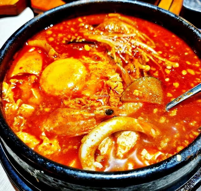 Soondubu Jjigae Haemul / Silken Tofu Stew With Seafood (SGD $18.90) @ Bulgogi Syo