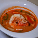 red tom yum soup with river prawn
