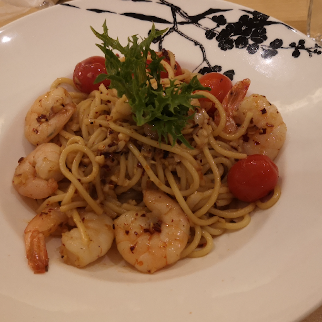 Spicy garlic prawn pasta 19.8++