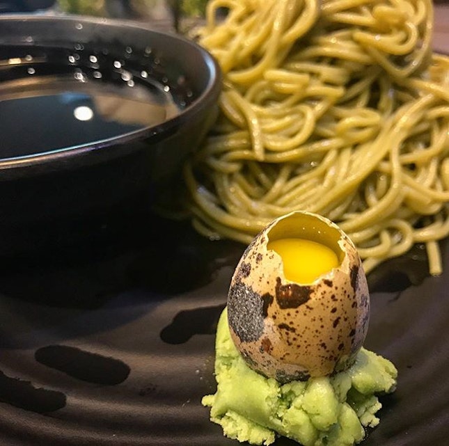 Cha soba with quail egg.