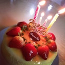 my 22nd birthday cake! strawberry cheesecake :D
