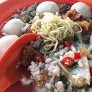 Comfort food in the 'hood.Fishball minced meat noodles.