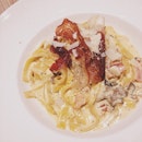 Bacon & Mushroom Fettuccine 🍝 // #sgfood #instafood #vscocam
