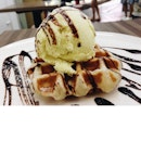 Single Waffle with Durian Ice-Cream
