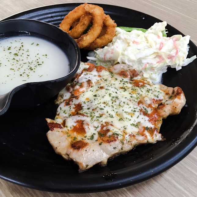 Baked Cheese Grilled Chicken Chop