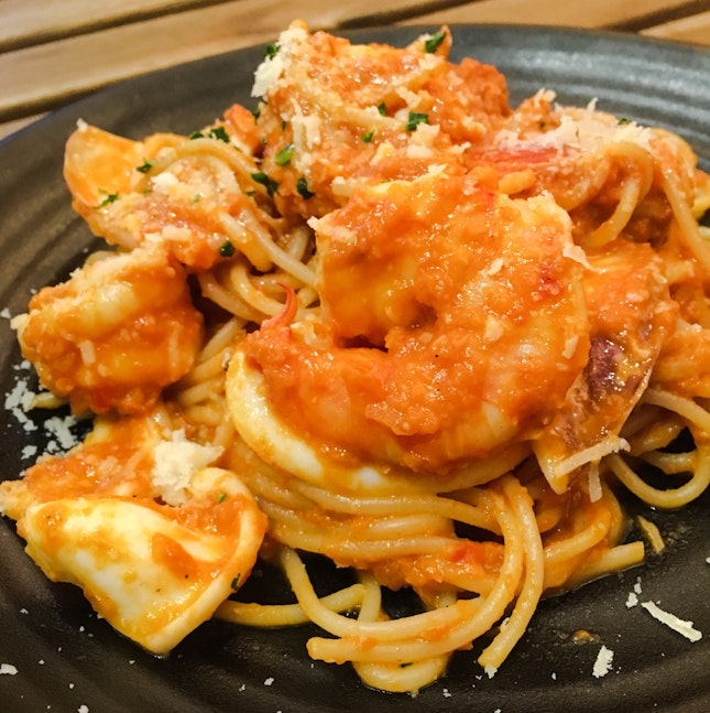 Tomato Cream Seafood Pasta