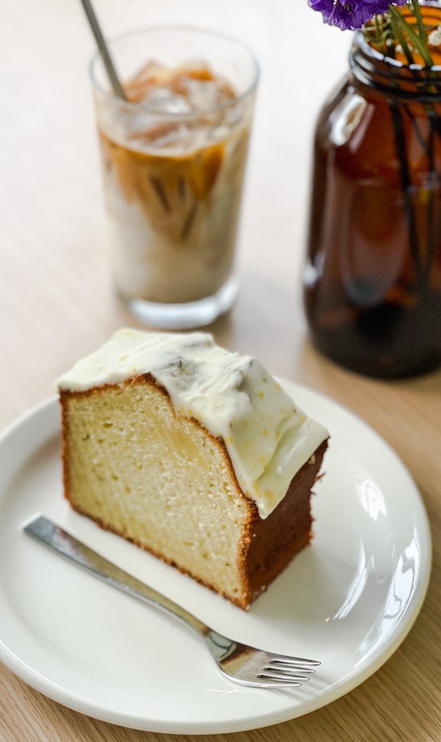 Soy Osthmanthus Tea Cake with Yuzu Frosting