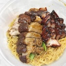 Desk lunch of Char Siew and Dang Gui Roast Duck Noodles.