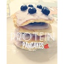 Protein Pancakes for Dinner #Yummy #proteinpancakes #healthfood #homecook #nonfats #yogurts #blueberries #brackies