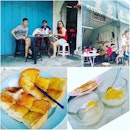 Our post-breakfast meal before lunch: another round of coffee that this is famous for, eggs, French toast and kaya toast.