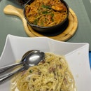 Carbonara And Seafood Spaghetti