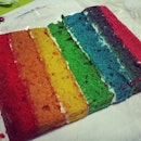 Vegetarian Rainbow cake without dairy products or egg.