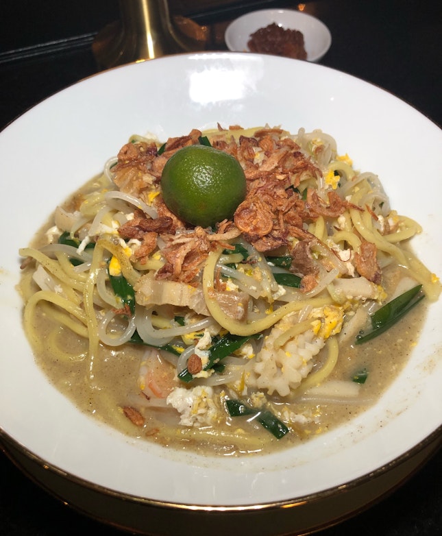 Singapore Hokkien Noodles with Seafood, Pork and Egg” ($24++)