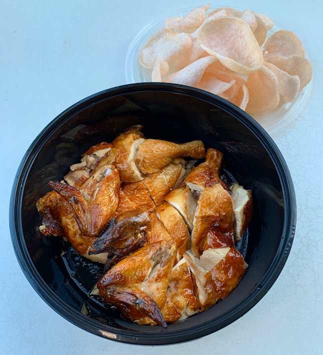 Roasted Chicken With Prawn Crackers