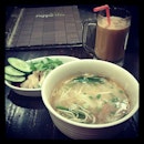 #dinner Kway teow soup w steamed chicken.