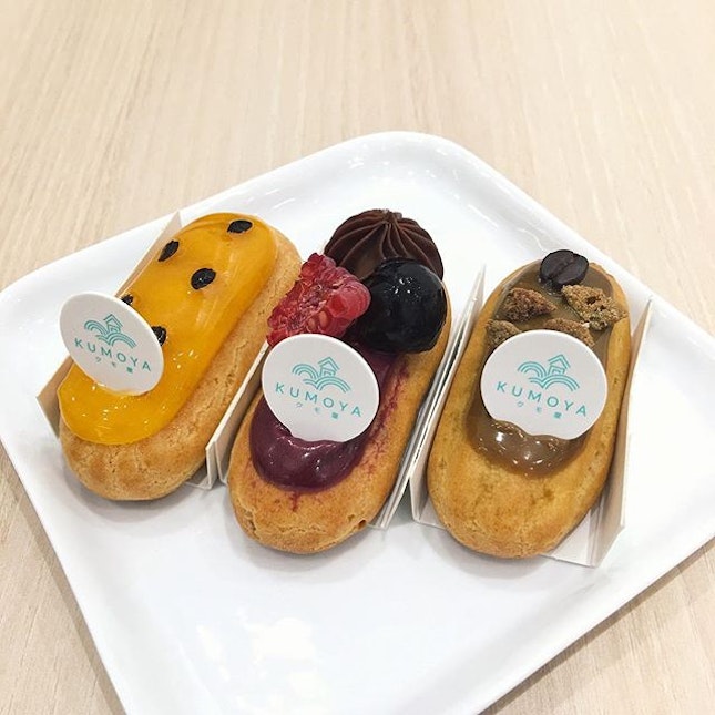 Passion Fruit, Blackforest & Cafe Au Lait

The petite eclairs are bite-sized and tasted good in their own rights, with each eclair having creme and other food items representing their namesake!