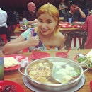 #Steamboat #dinner with @superjingwennn at Bugis ^^ #asiangirl #singaporegirl #happygirl #cutegirl #smile #joy #igsg #instadaily #food #hotpot #soup #noodles #vegetables #meat