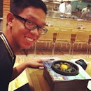 My baby @nicholaskwokjh with his #stone #pot #rice #lunch just now!