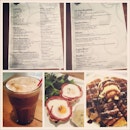 my brunch -- iced mocha (one of the best so far), two of a kind (ok ok), sweet waffles (good but not impressive).