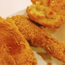 Lunch of an all-time favourite Fried Chicken with Honey Biscuit on the side.