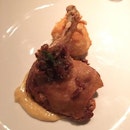 Crispy duck confit served with 4 minutes duck egg, Tabasco, aioli and bacon jam.