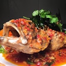 Thai Style Fried Whole Garouper topped with Chilli Sauce 
