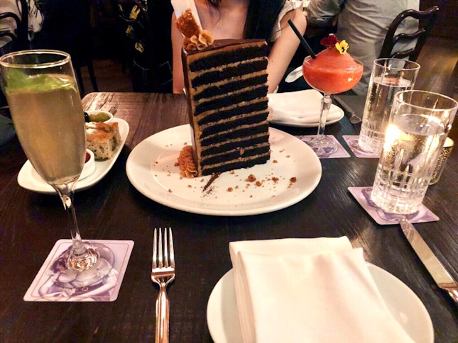 Cocktails, Chocolate Peanut Butter Cake