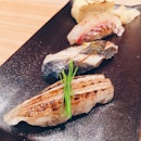 Tamago, Sea Bream Sushi, Butterfish Sushi, Grilled Flounder Sushi