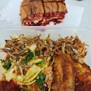 Home cooked nasi goreng with ikan bilis and chicken wing ($3.50) + complimentary home made cake!