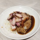 A good plate of roasted pork & char siew rice!