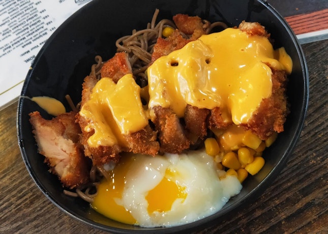 Chicken Cutlet Soba With Nacho Cheese