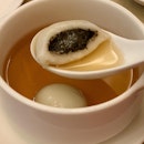 Black Sesame Glutinous Rice Ball served in Ginger Soup