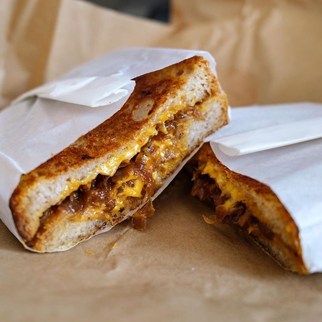Grilled Cheese Sandwich | cheddar, American cheese, caramelised onions, whole-wheat sourdough