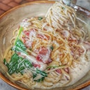 Spaghetti carbonara ($20.50) 🍝 7/10