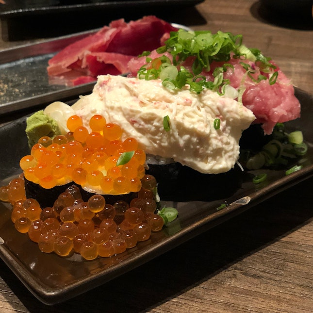 Ikura, Crab Meat, Negitoro Maki